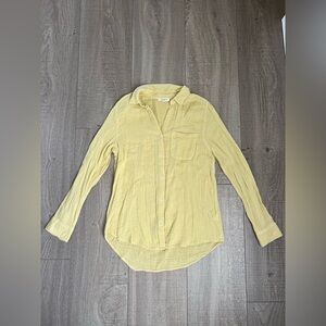 Beachlunchlounge Yellow Gauzy Button-Up Shirt Women’s Size Small